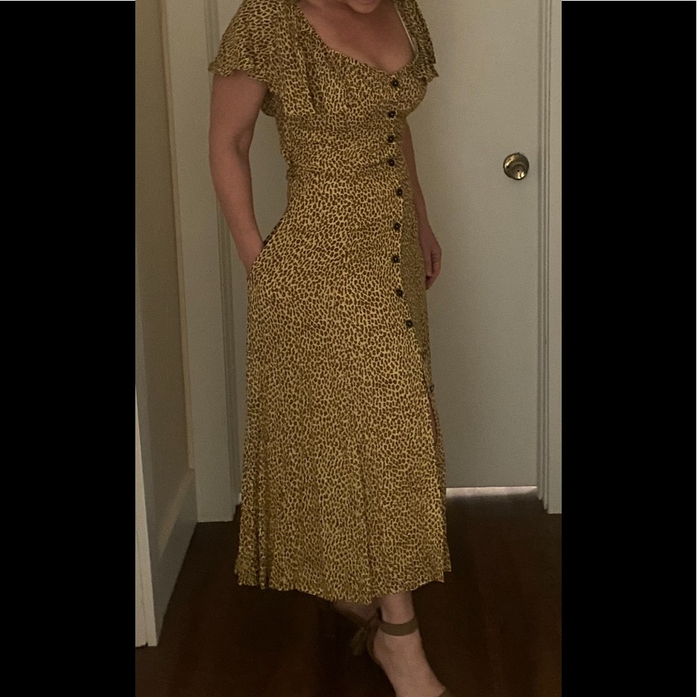 Anthropologie Animal Print Maxi dress with pockets Only worn once for an event!